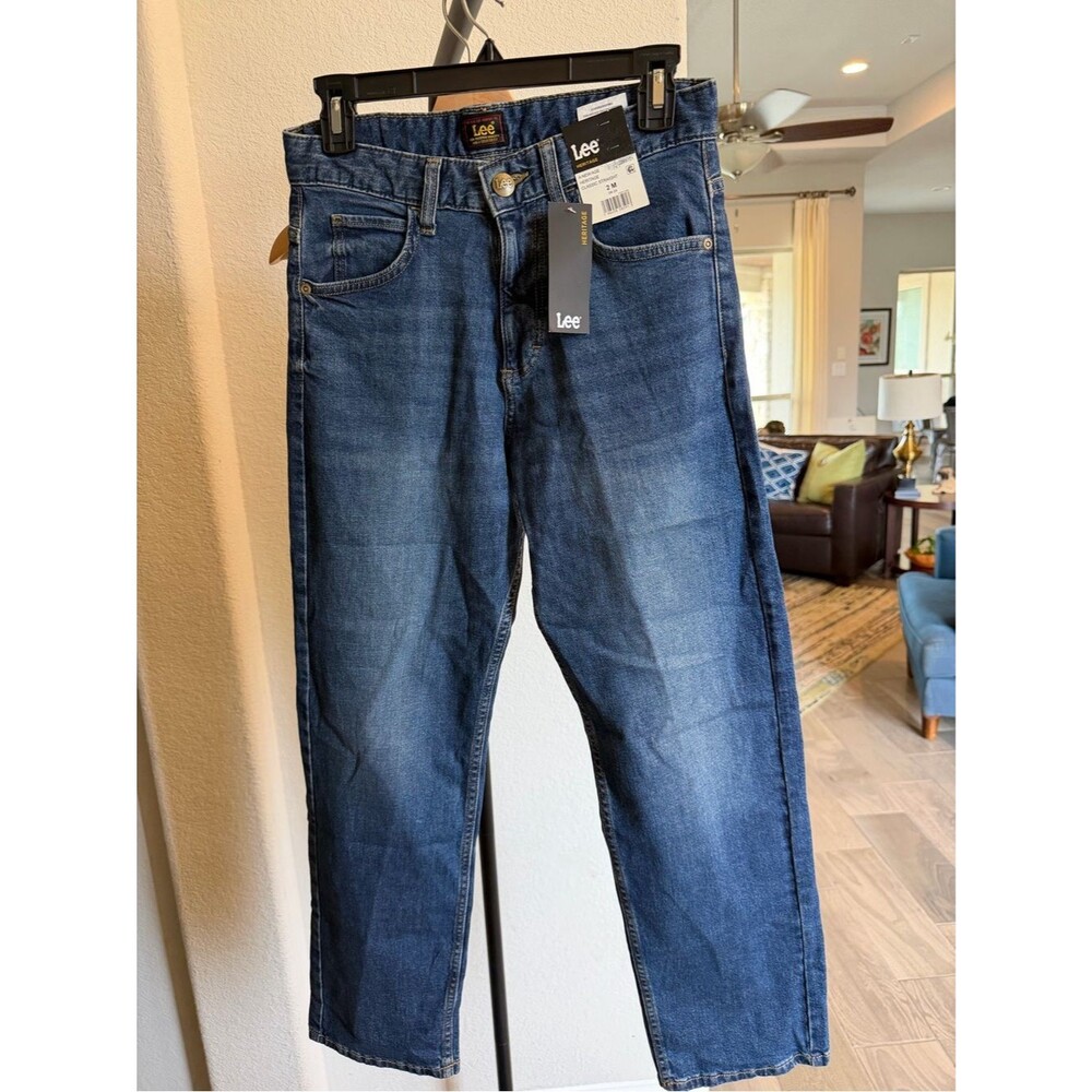 Lee Women's Straight Leg Jeans Dark Blue 2 Medium Length New Heritage Classic